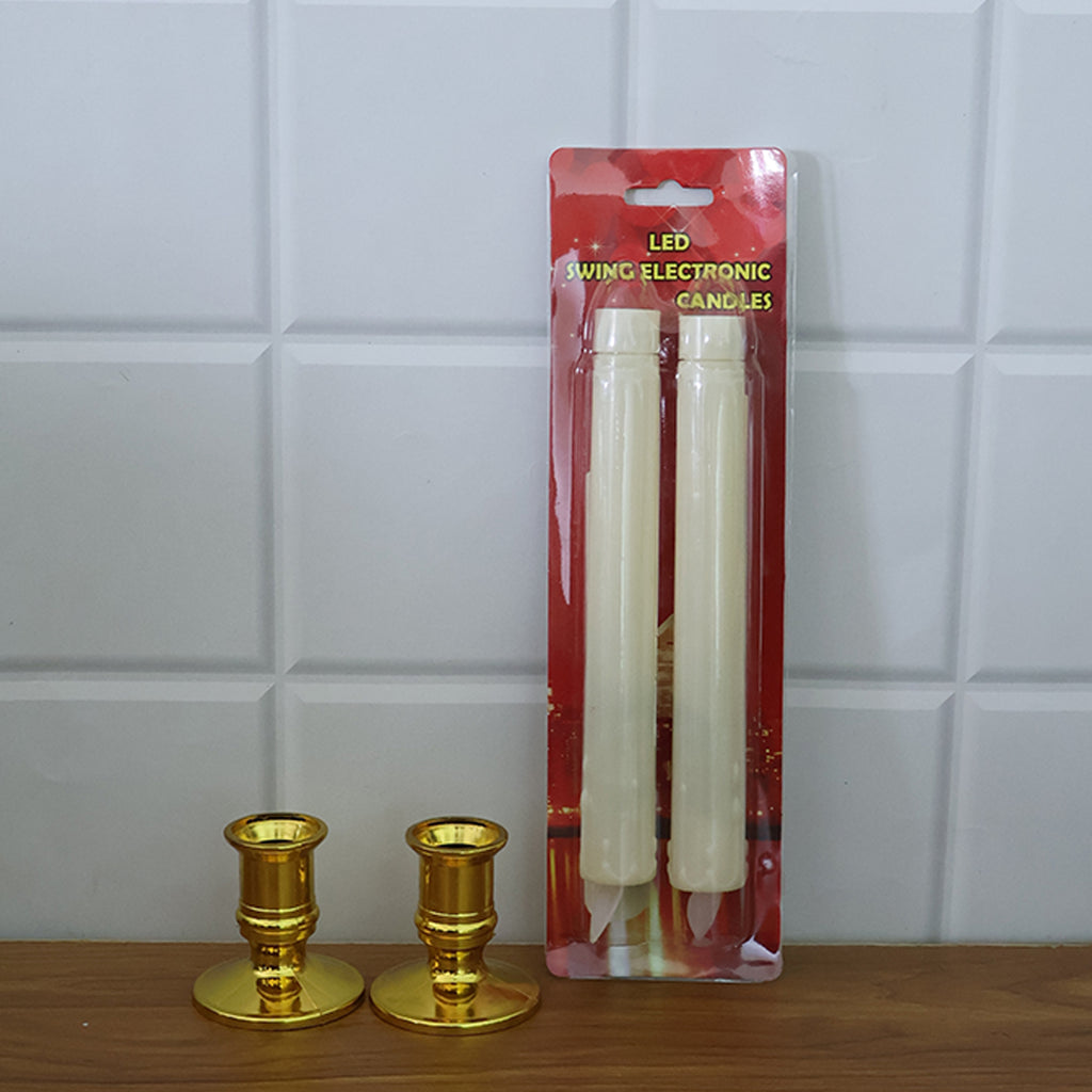Set Of 2 Led Flameless Taper Candles
