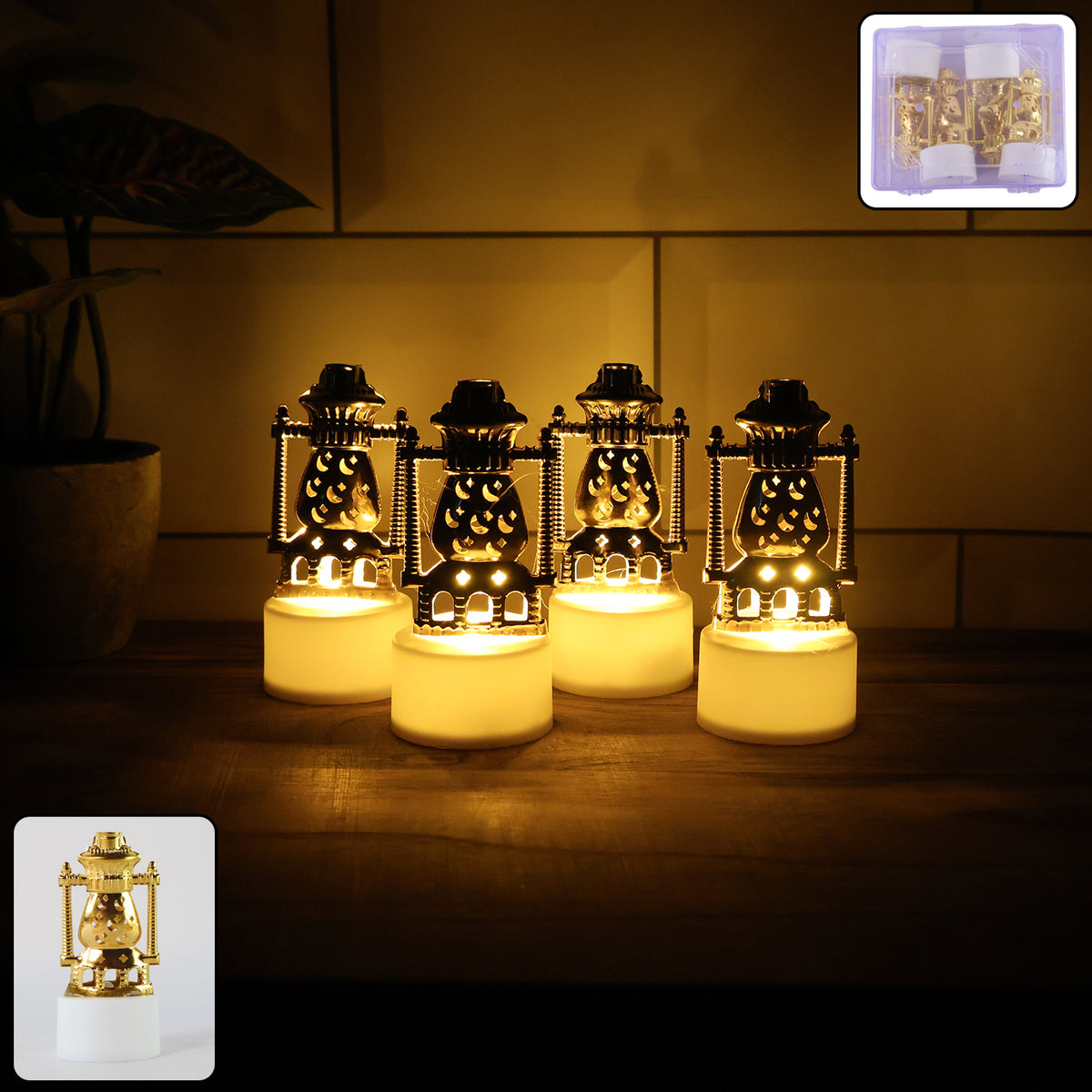 Mini Lantern-style Flameless Led Tealights - (4 Pc)