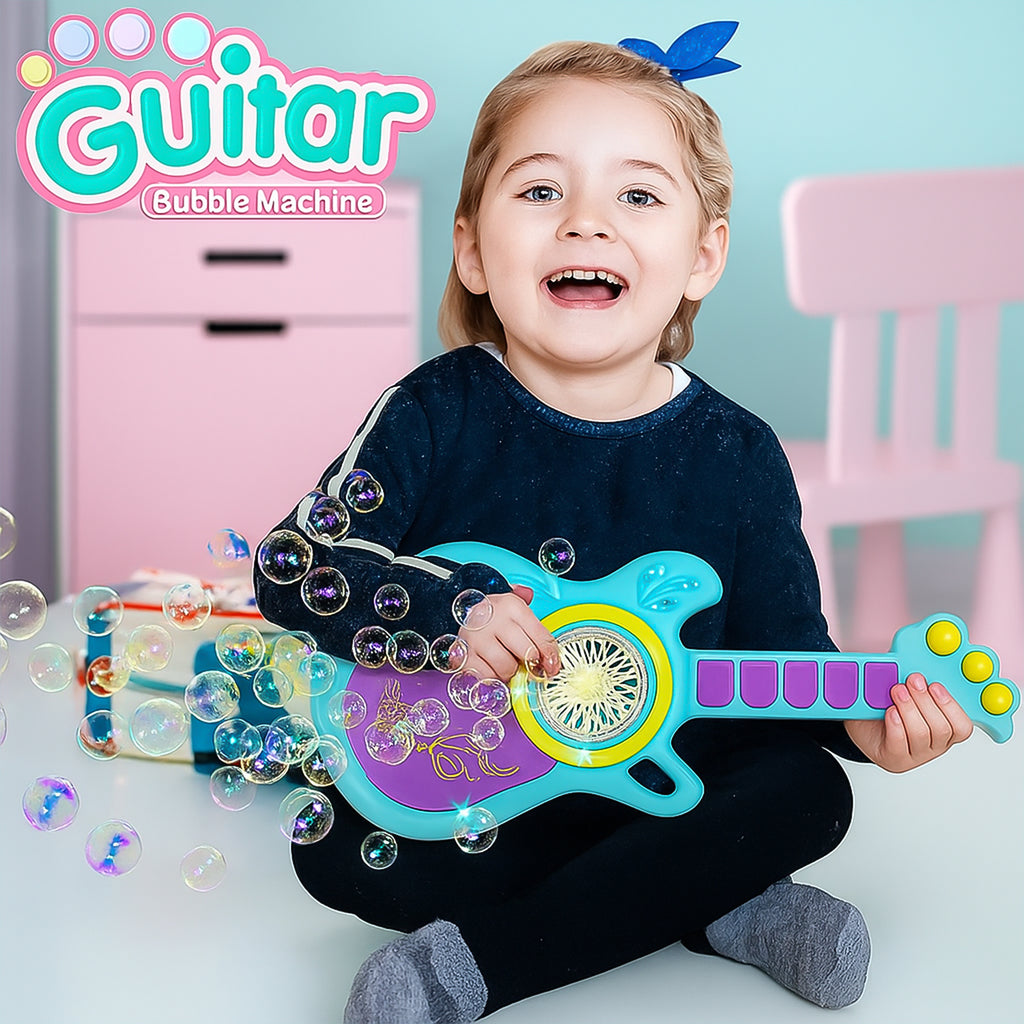 Electric Automatic Guitar-shaped Bubble Machine Set