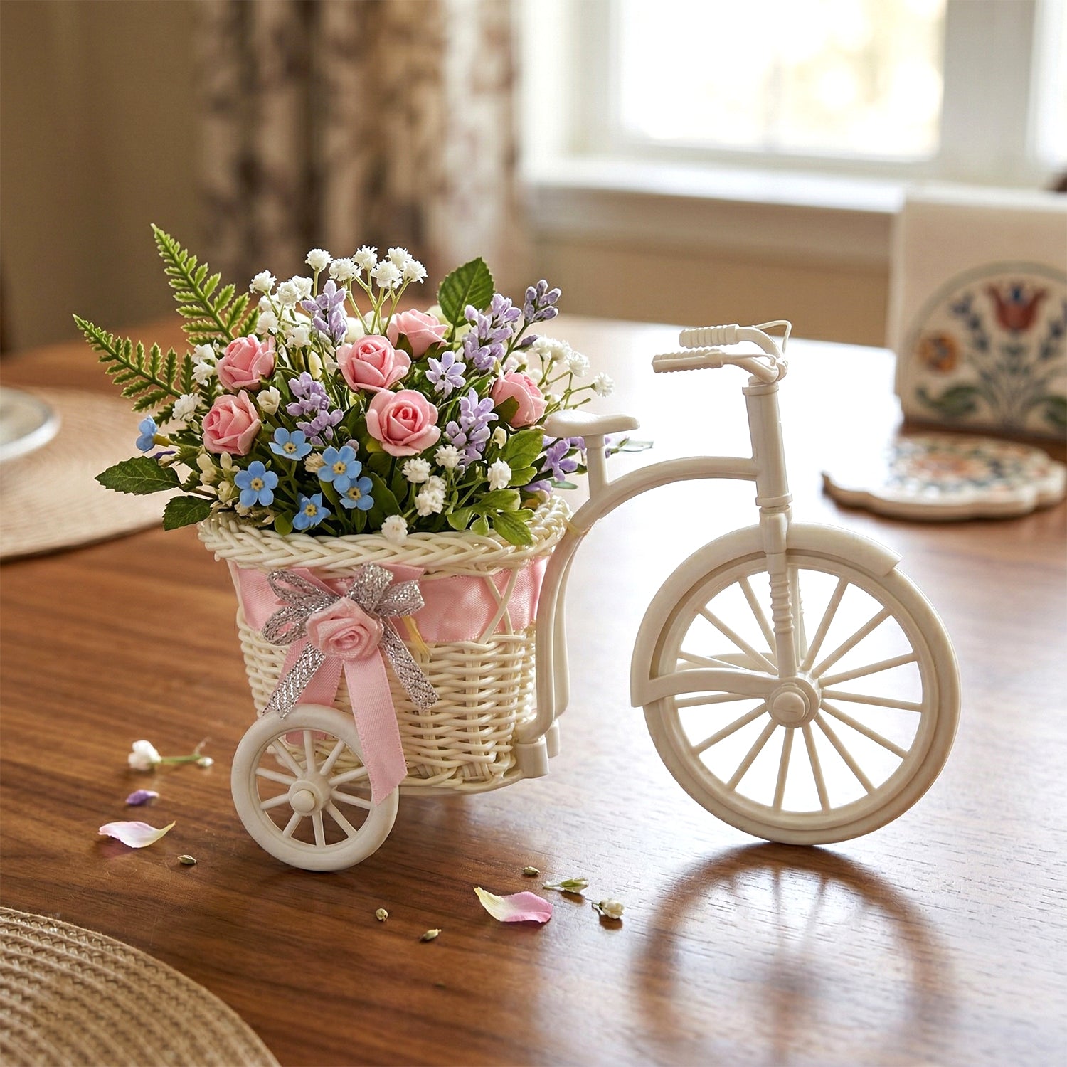 Decorative Bicycle Flower Pot With Basket (1 Pc)