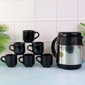 Tea And Coffee Thermos Flask And 6 Ceramic Cups (1 Set)