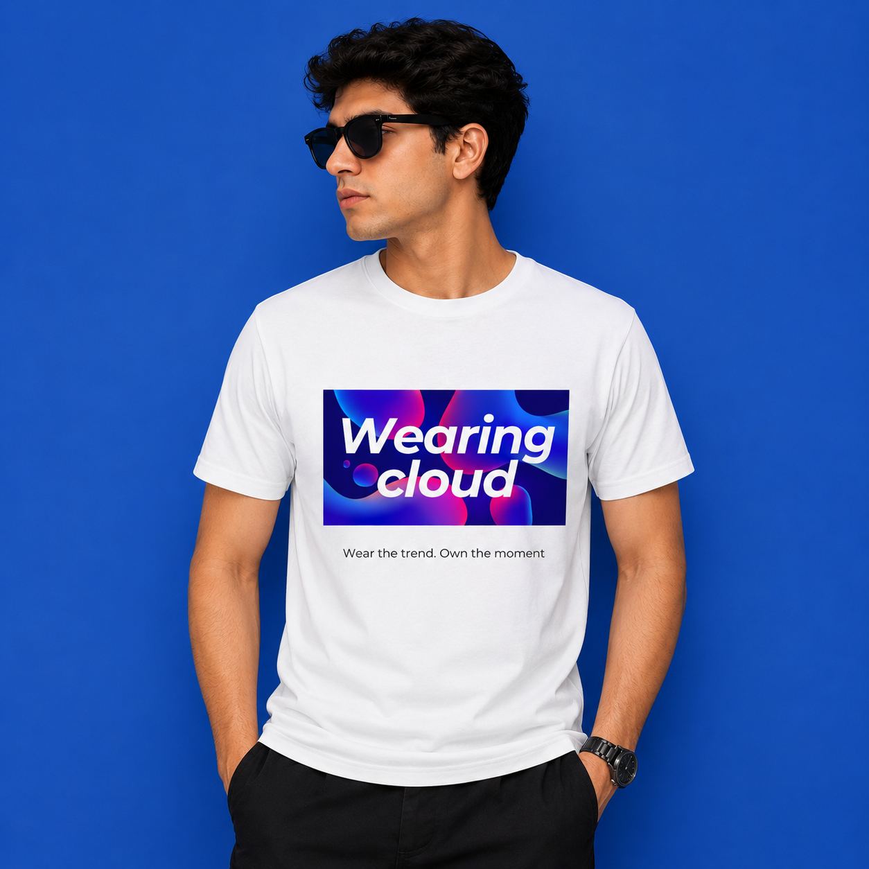Wearing cloud round T-shirt